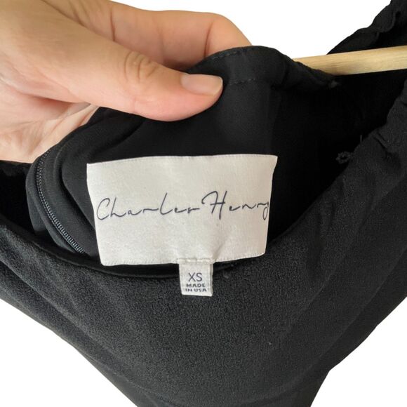 Charles Henry Off Shoulder Ruffle Crepe Dress Sz XS Mini Little Black Dress - Picture 8 of 11